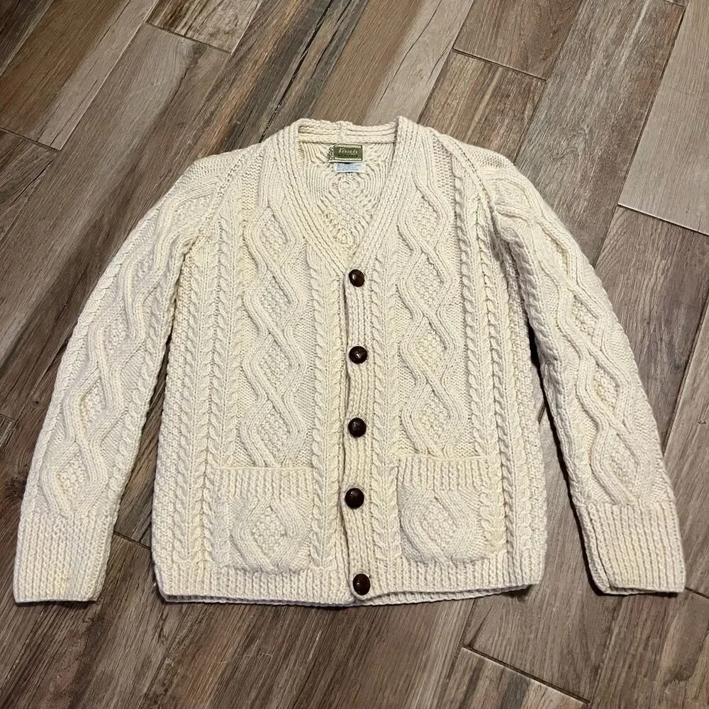 Kennedy of Ardara Vintage 100% Wool Sweater Button Down Republic of Ireland Lg - Picture 8 of 8